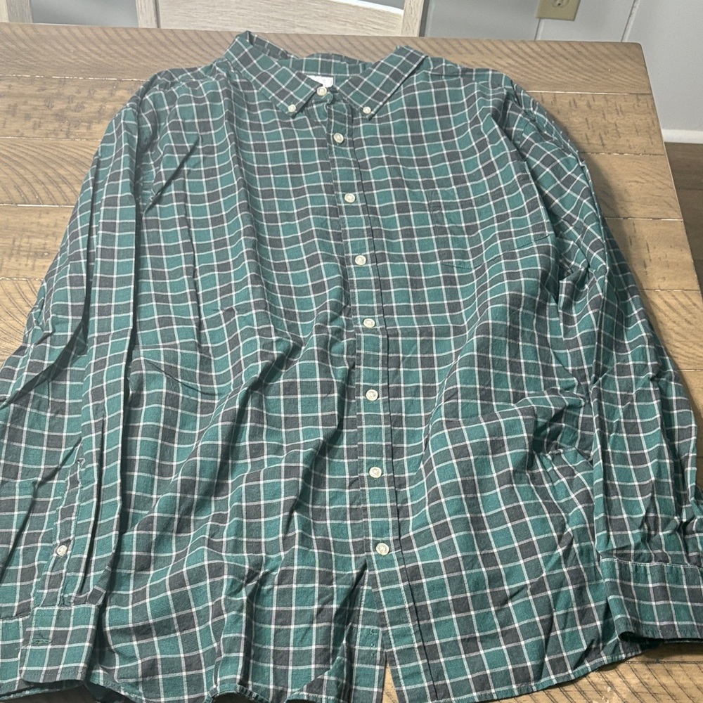 Sonoma Green and White Plaid Casual Shirt